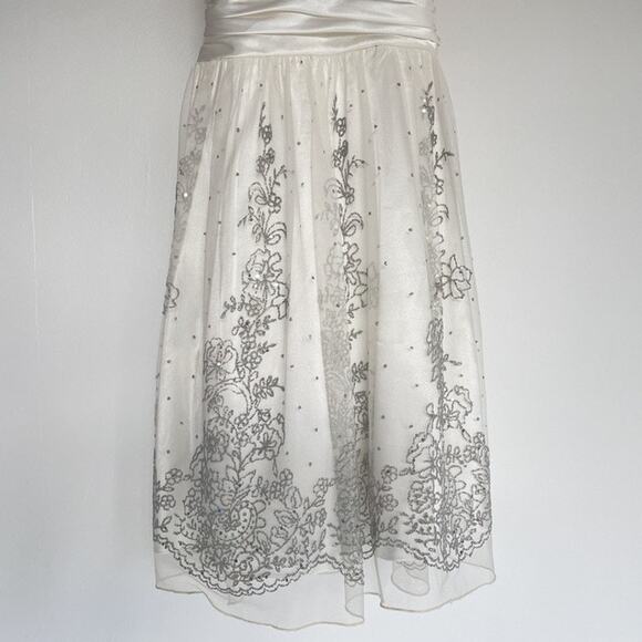 Vtg Y2K City Triangles White Sparkly Babydoll Dress Sz 7 Formal Prom Homecoming - Picture 4 of 8